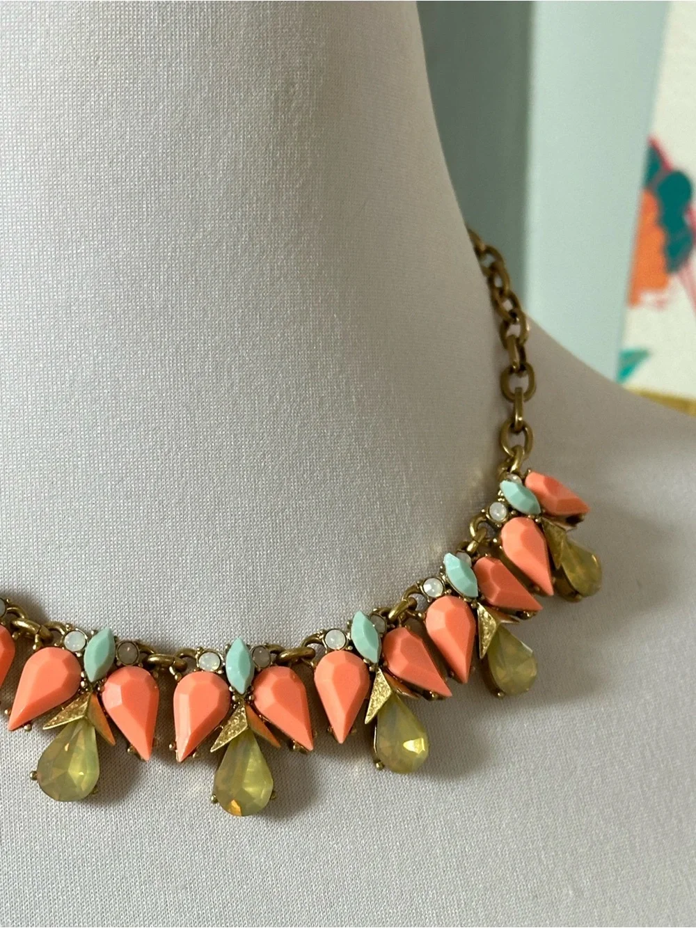 J Crew Bib Rhinestone Statement Necklace Y2K Twee Cottagecore Coquette Pastel